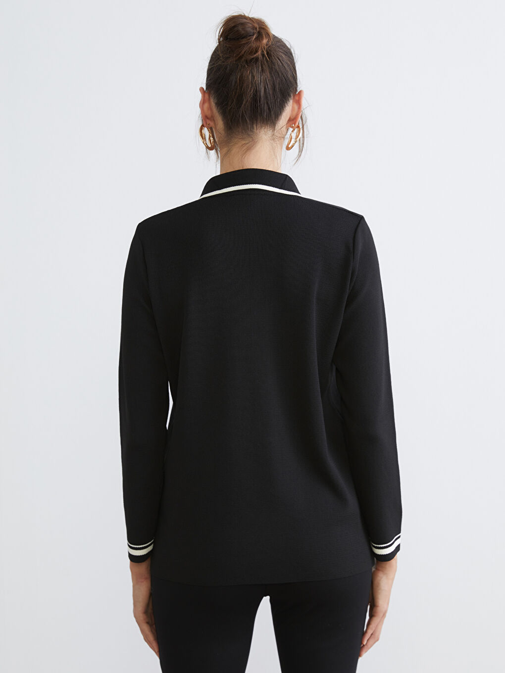 Siyah Kruvaze Yaka Kadın Triko Ceket-3