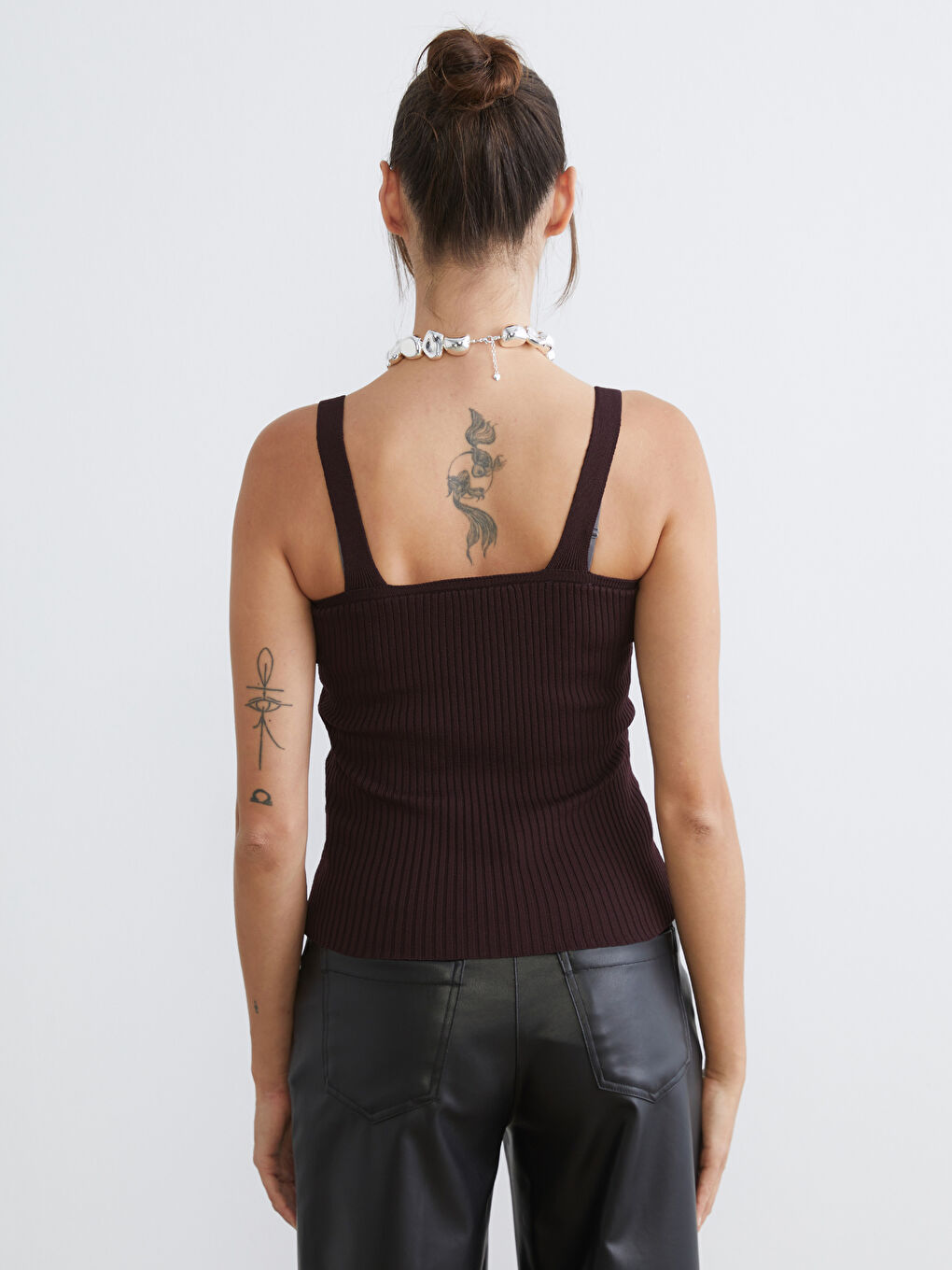 Bordo Kalp Yaka Kendinden Desenli Kadın Triko Atlet-3