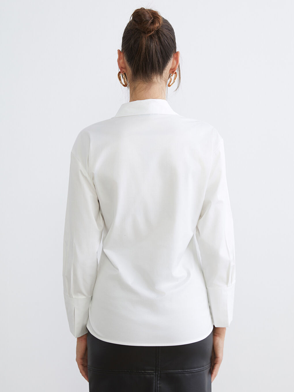 Ekru Regular Fit Kadın Gömlek-3