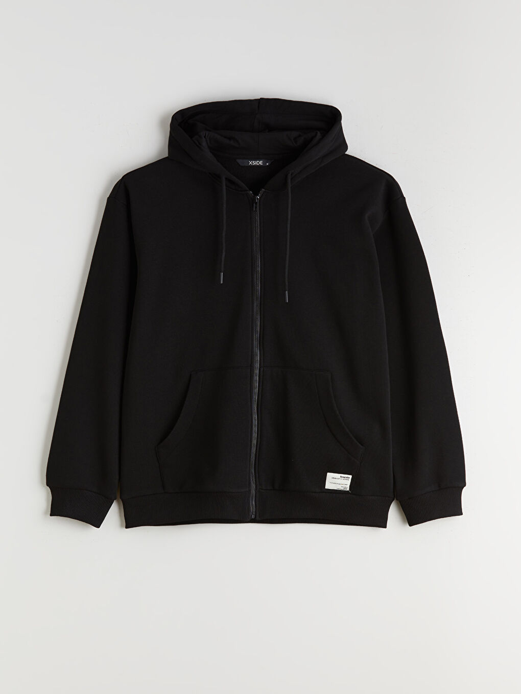 Siyah Kapüşonlu Erkek Kalın Fermuarlı Sweatshirt-4