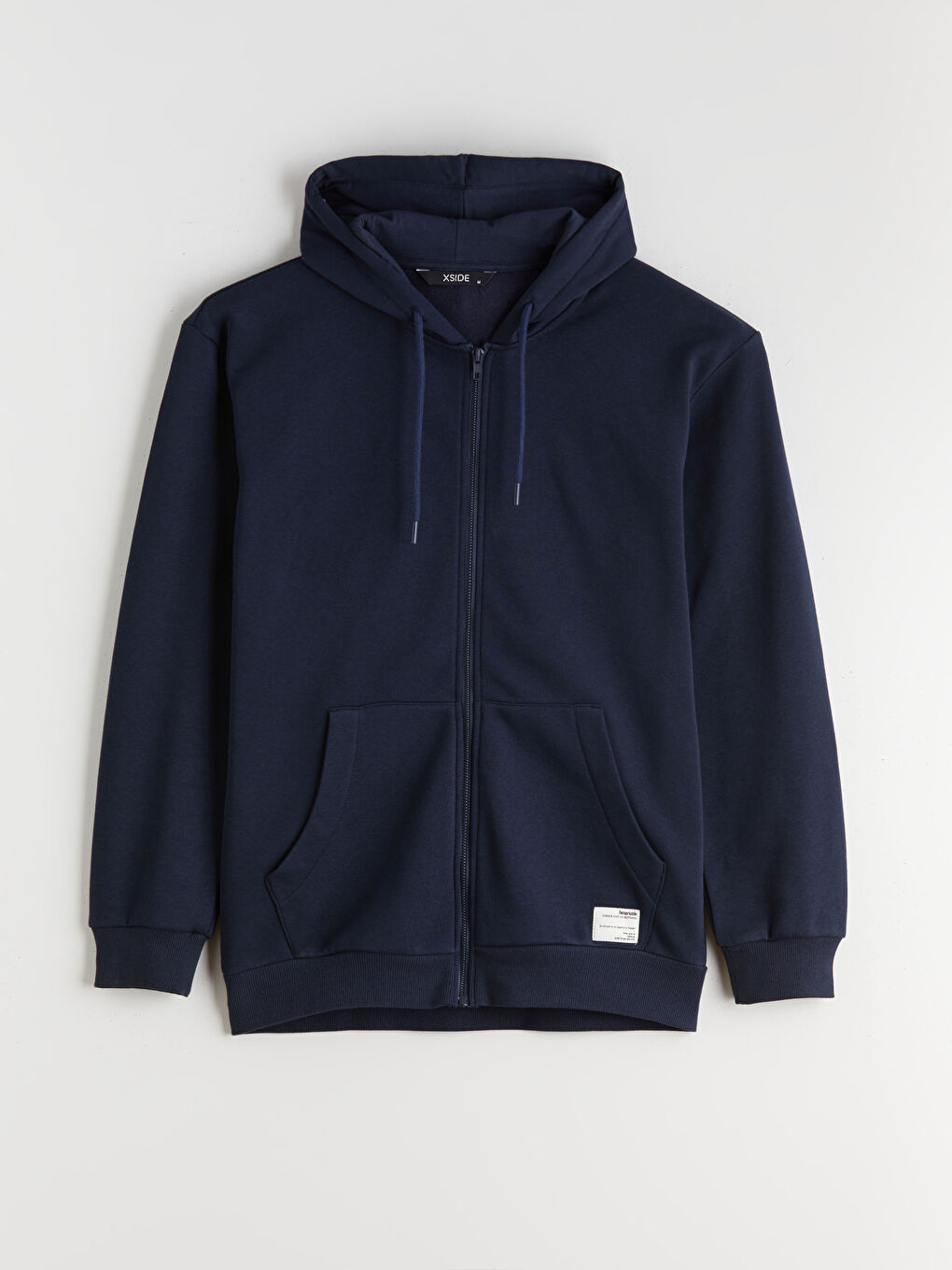 Lacivert Kapüşonlu Erkek Kalın Fermuarlı Sweatshirt-4