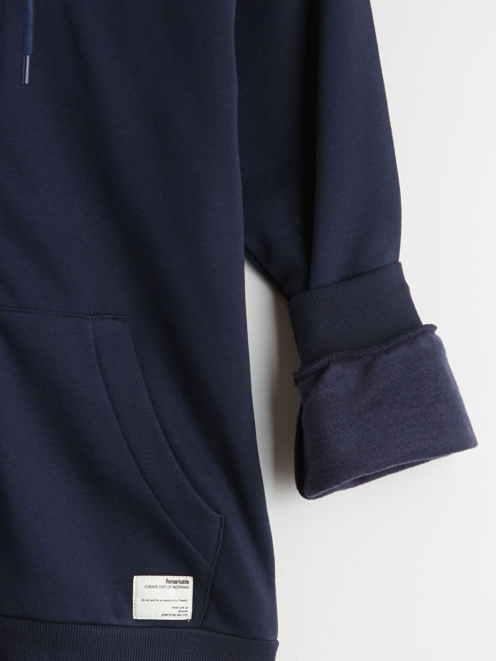 Lacivert Kapüşonlu Erkek Kalın Fermuarlı Sweatshirt-5