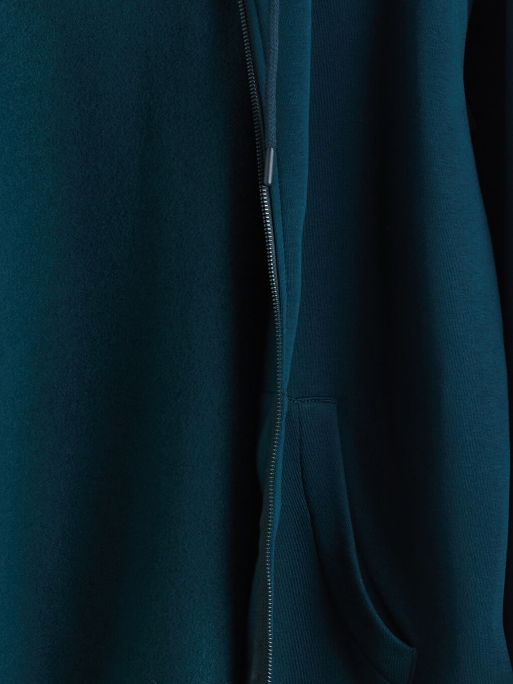 Petrol Kapüşonlu Erkek Kalın Fermuarlı Sweatshirt-5