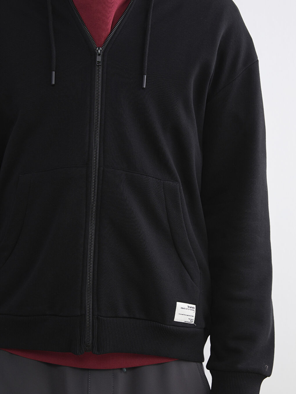 Siyah Kapüşonlu Erkek Kalın Fermuarlı Sweatshirt-2