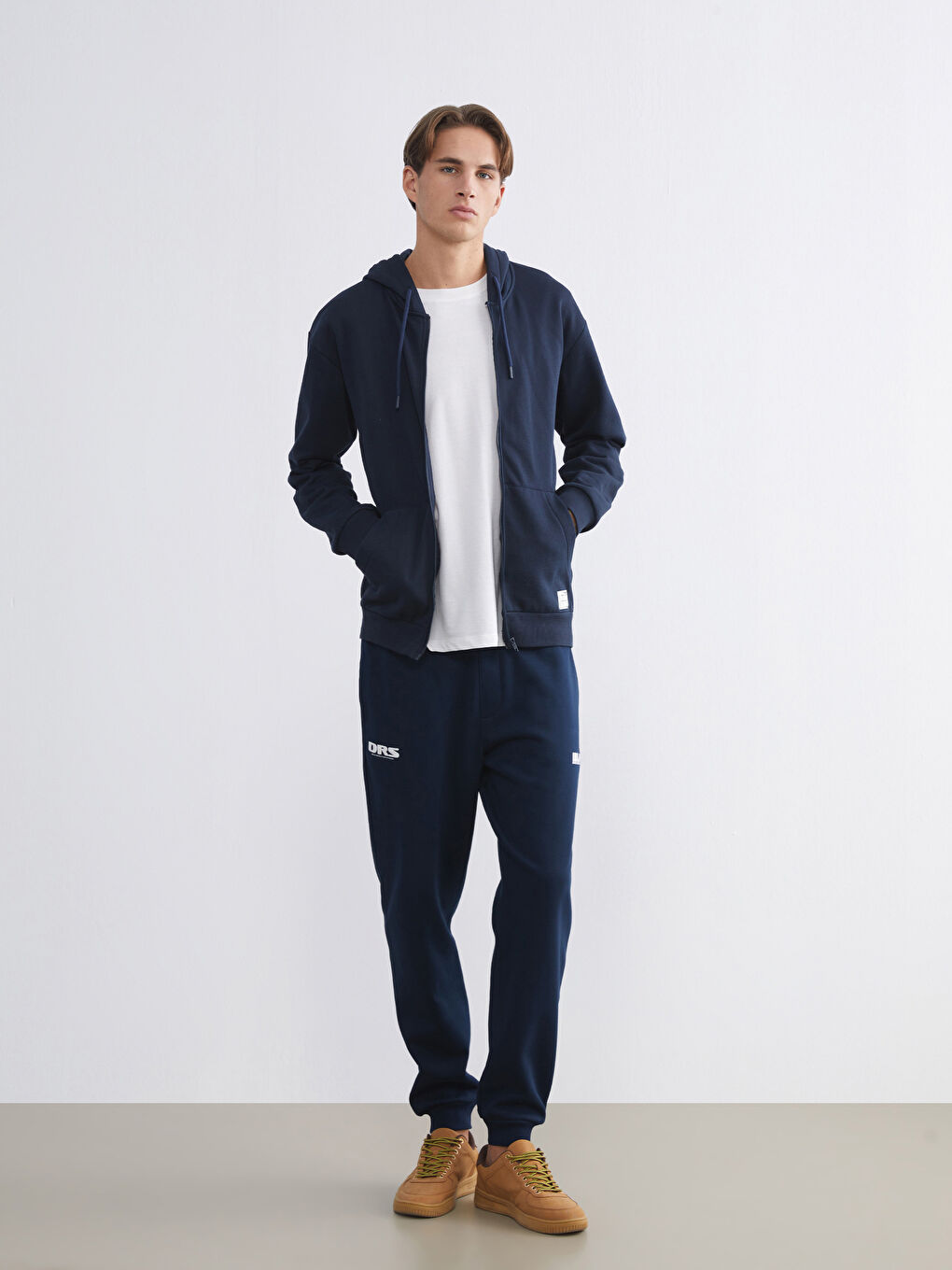 Lacivert Kapüşonlu Erkek Kalın Fermuarlı Sweatshirt-1