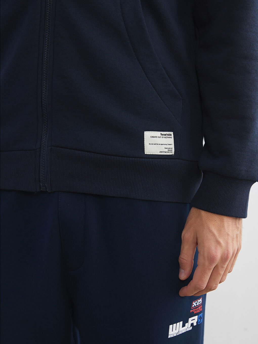 Lacivert Kapüşonlu Erkek Kalın Fermuarlı Sweatshirt-2