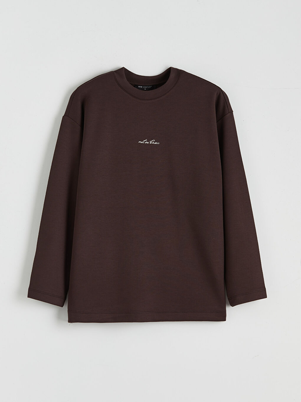 Kahverengi Bisiklet Yaka Nakışlı Kadın Sweatshirt-4