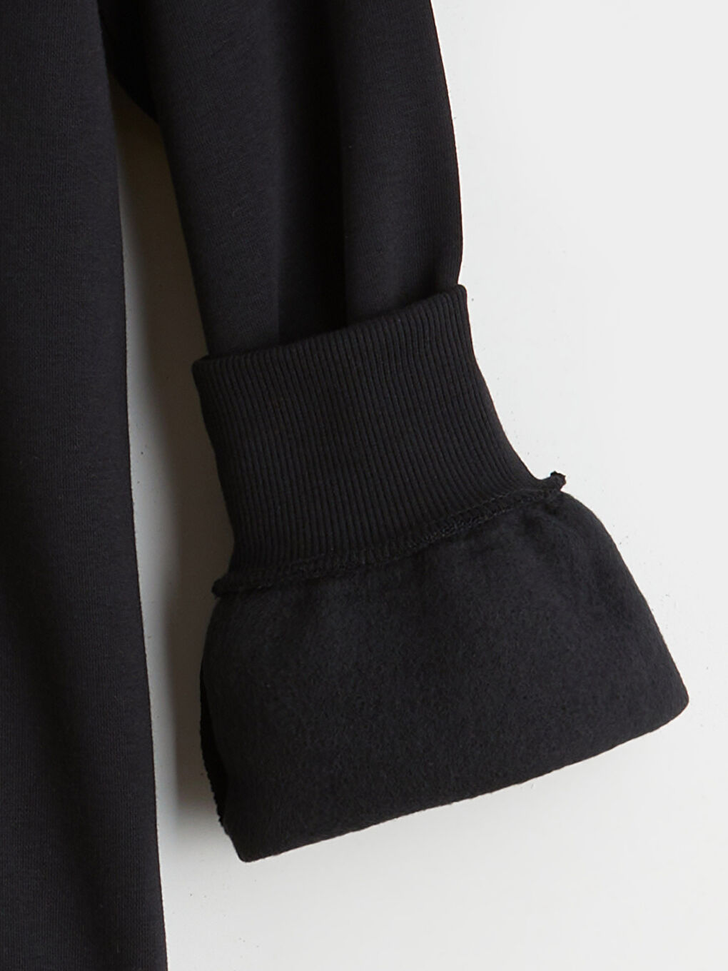 Siyah Bisiklet Yaka Taşlı Kadın Kalın Sweatshirt-5