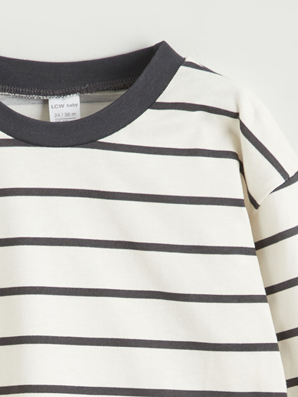 Ekru Çizgili Erkek Bebek Tişört ve Pantolon 2'li-2