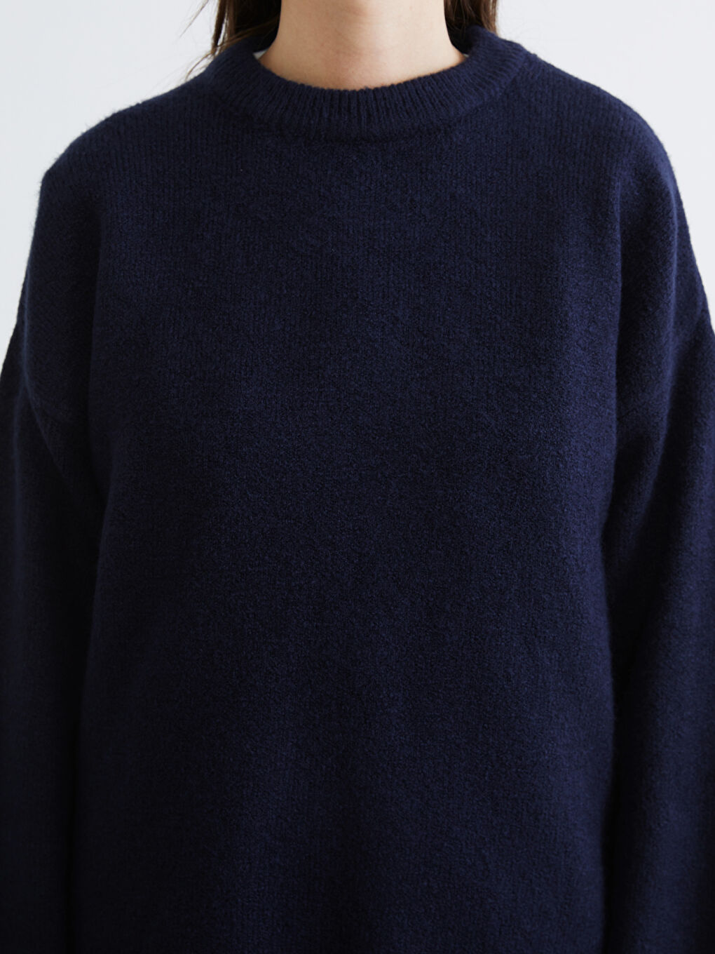 Lacivert Bisiklet Yaka Kadın Triko Kazak-2