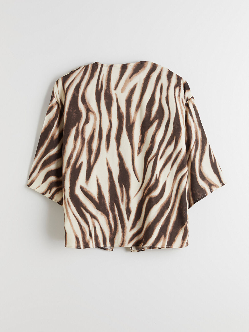 Kahverengi Leopar Desenli Oversize Kadın Kimono-5