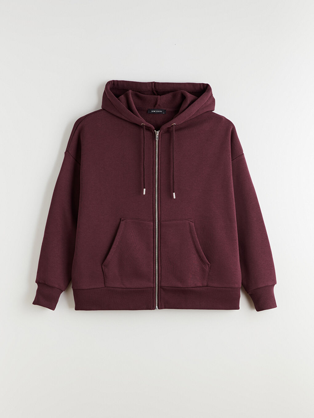 Mürdüm Oversize Kadın Kalın Fermuarlı Sweatshirt-4