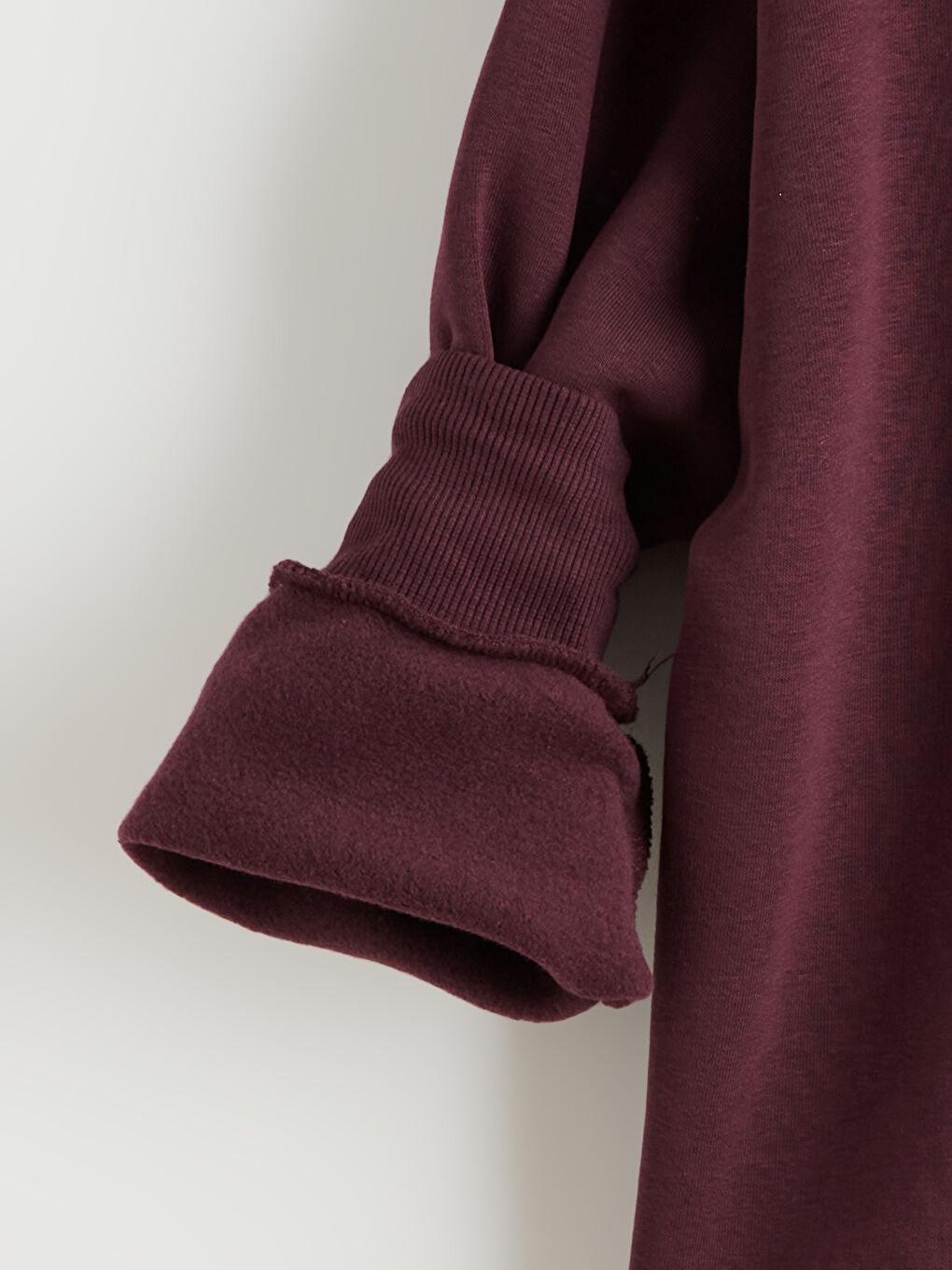 Mürdüm Oversize Kadın Kalın Fermuarlı Sweatshirt-5