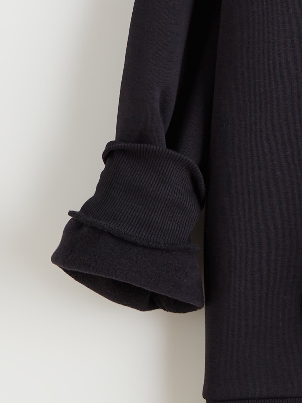 Siyah Oversize Kadın Kalın Fermuarlı Sweatshirt-5