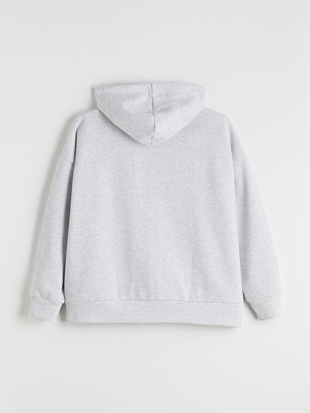 Gri Oversize Kadın Kalın Fermuarlı Sweatshirt-5