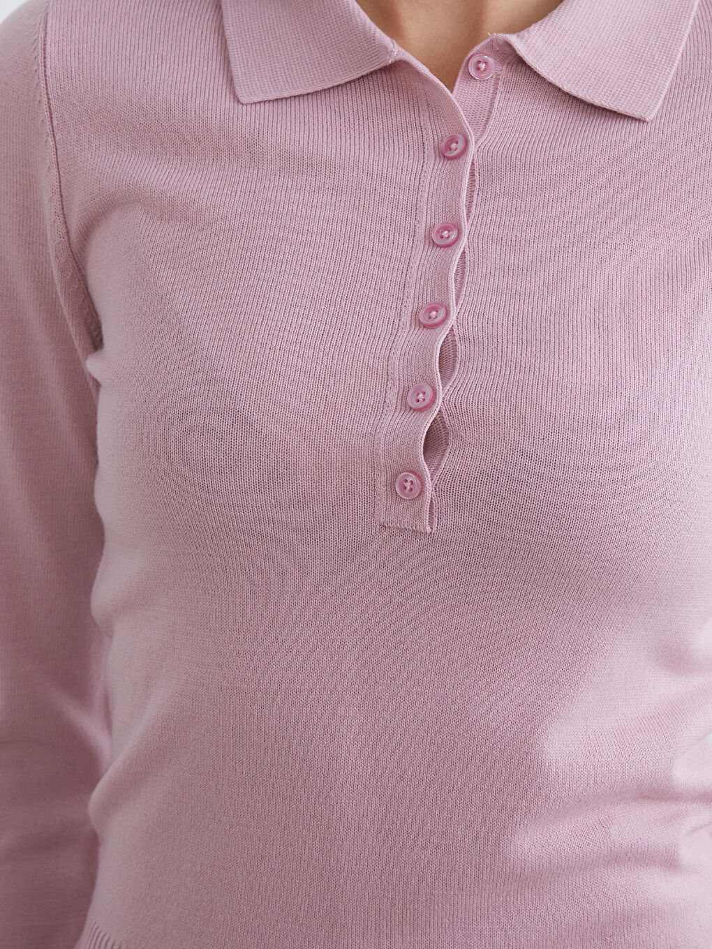 Lila Polo Yaka Kadın Triko Kazak-2