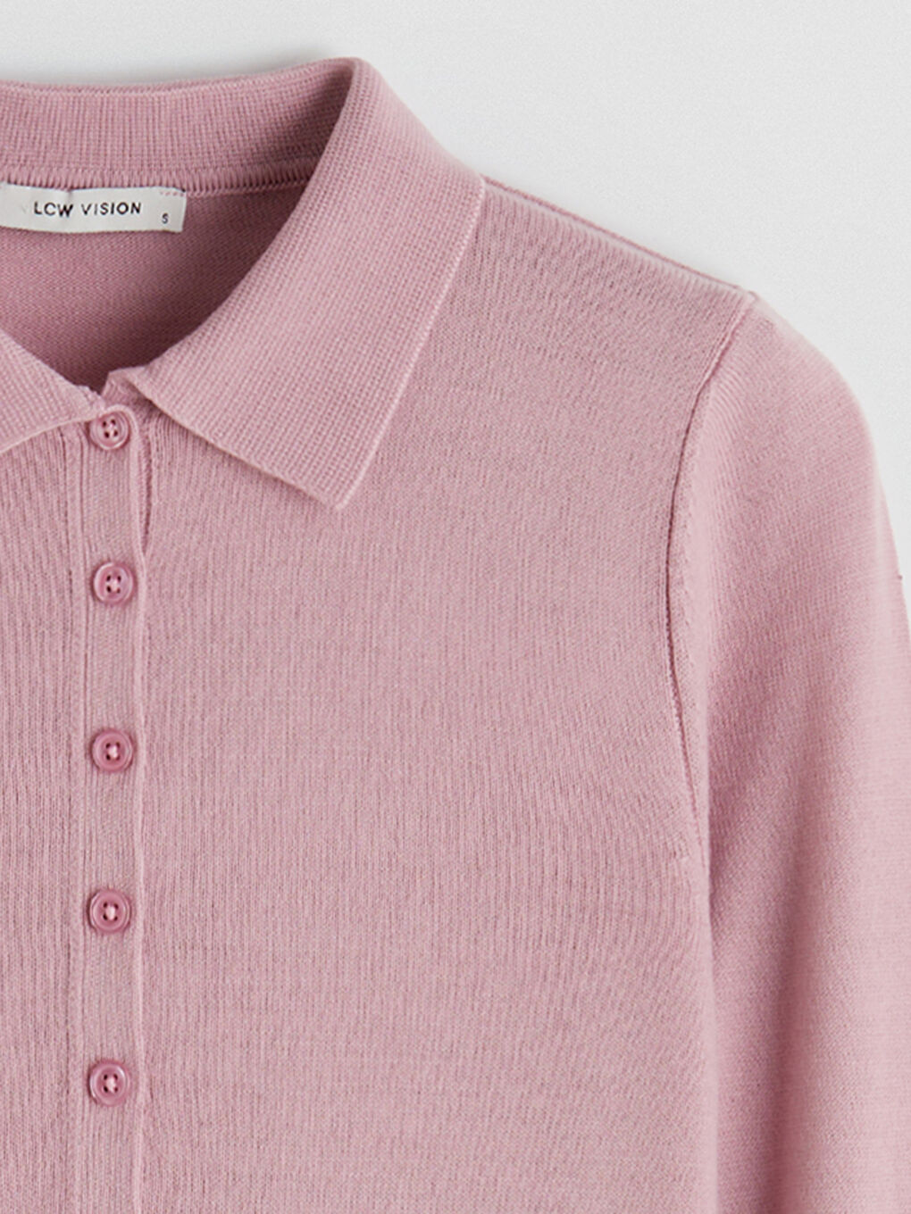 Lila Polo Yaka Kadın Triko Kazak-4