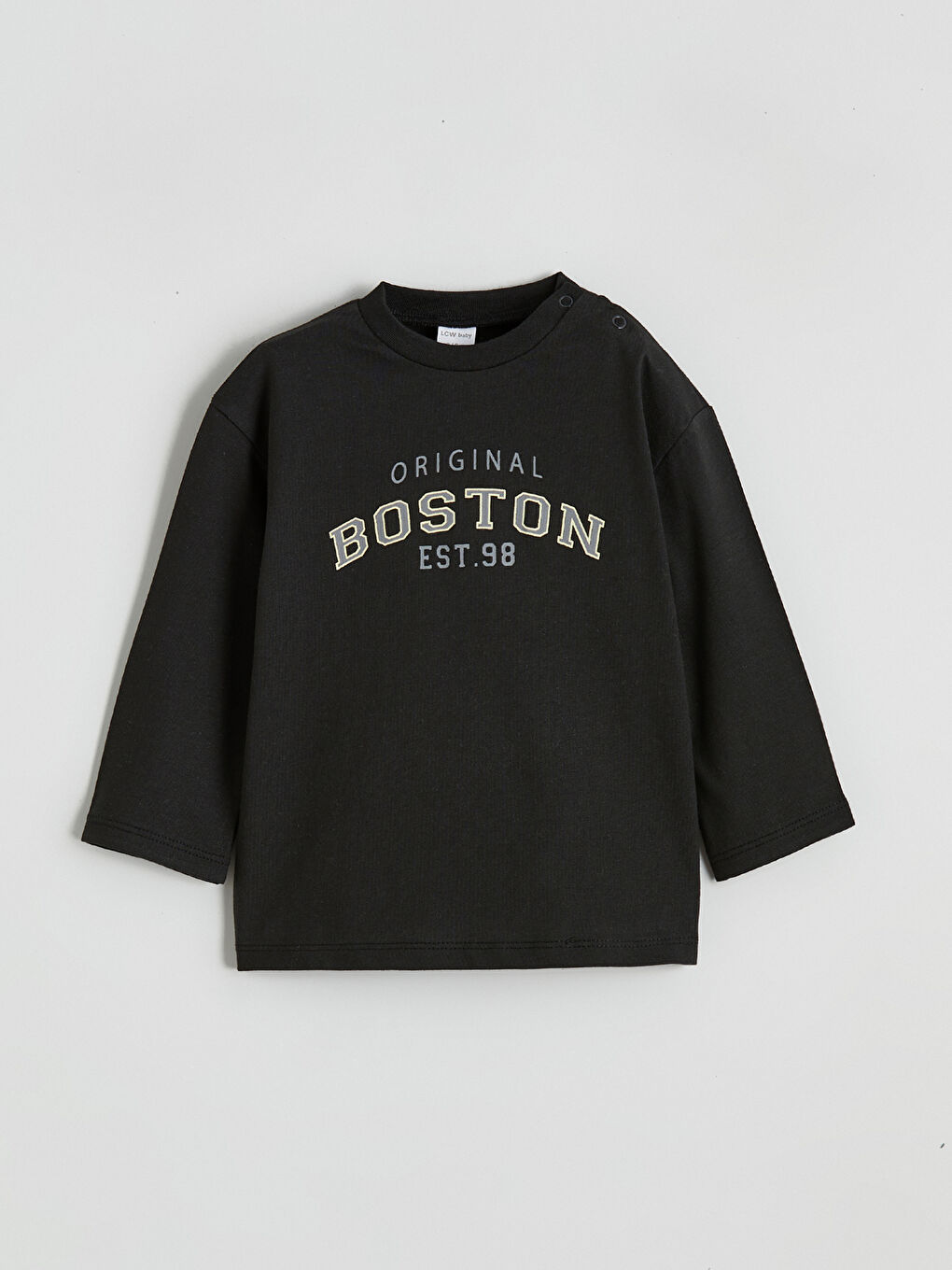 Gri Yazı Baskılı Erkek Bebek Tişört