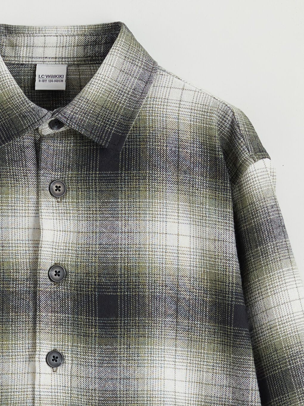 Yeşil Uzun Kollu Ekose Erkek Çocuk Gömlek-1