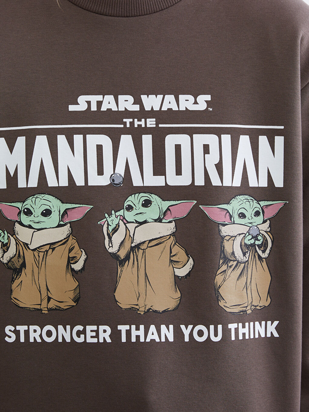 Kahverengi The Mandalorian Baskılı Kadın Kalın Sweatshirt-2