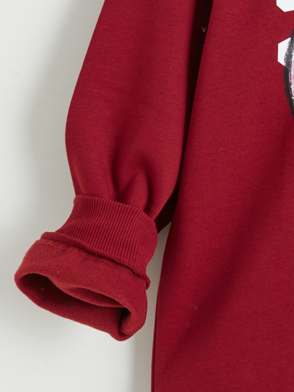 Bordo Stitch Baskılı Oversize Kadın Kalın Sweatshirt-5