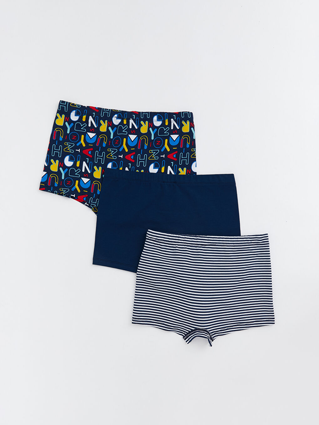 Lacivert Baskılı Erkek Çocuk Boxer 3'lü-1