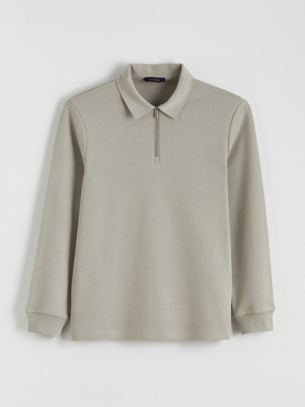 Gri Polo Yaka Erkek Sweatshirt-4