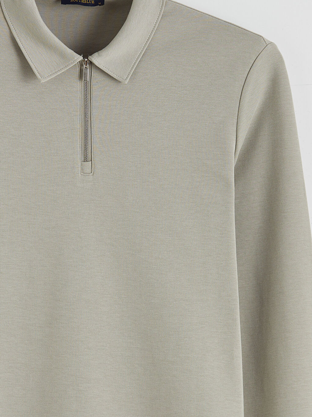 Gri Polo Yaka Erkek Sweatshirt-5