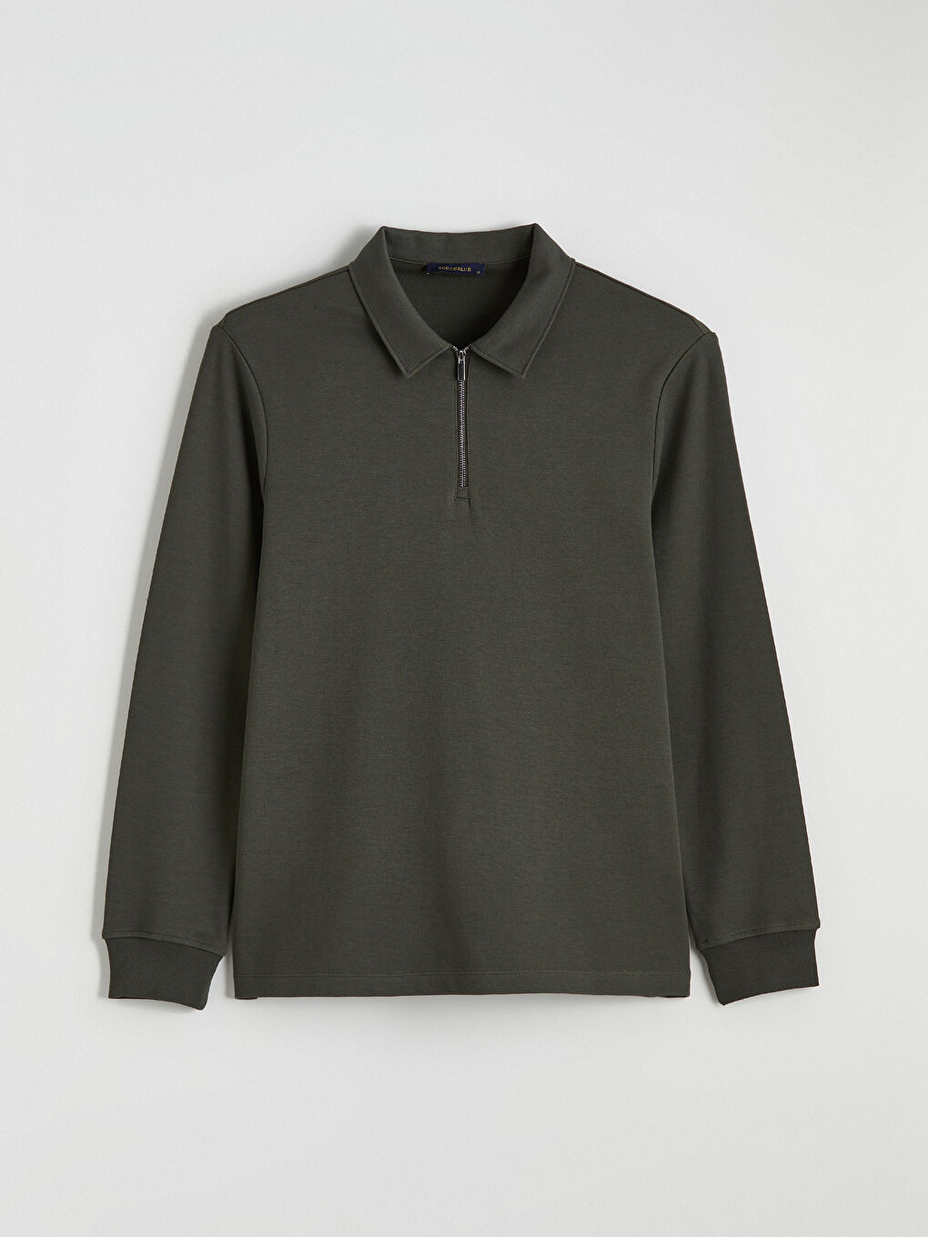 Haki Polo Yaka Erkek Sweatshirt-4