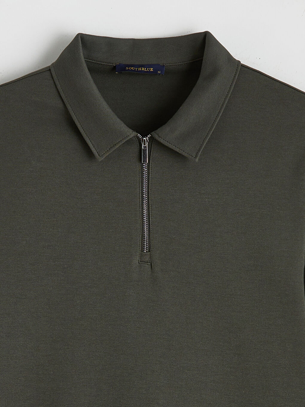 Haki Polo Yaka Erkek Sweatshirt-5