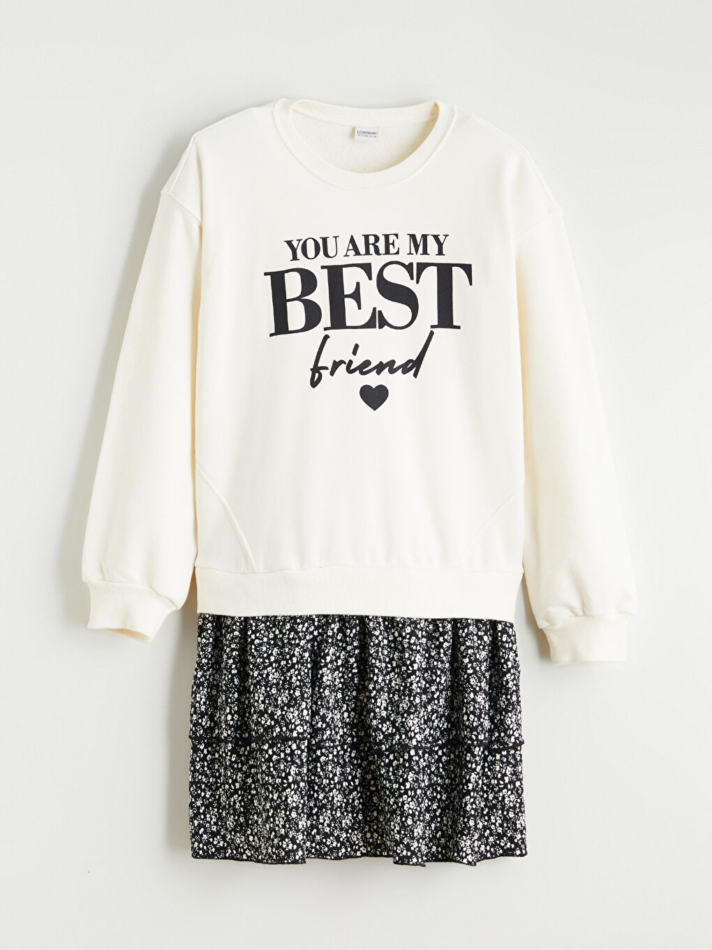 Қыздарға арналған дөңгелек жағалы принтті көйлек