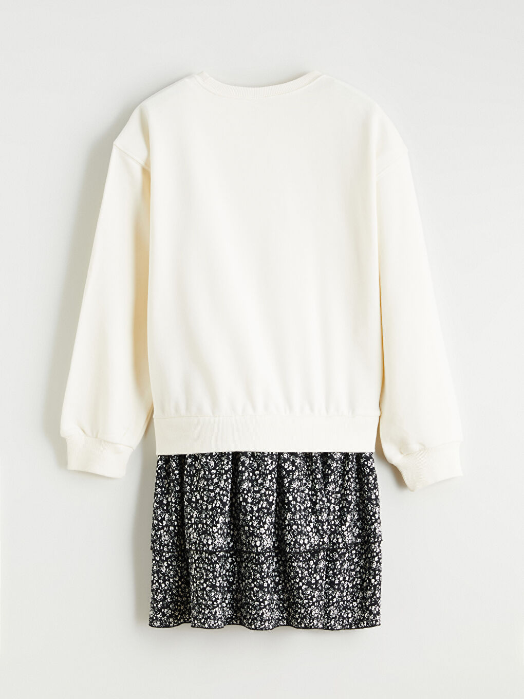 Қыздарға арналған дөңгелек жағалы принтті көйлек-2