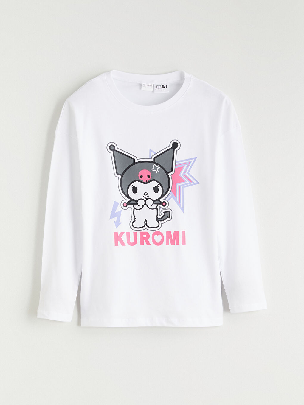 Crew Neck Kuromi Printed Girls' Pyjamas Set-1