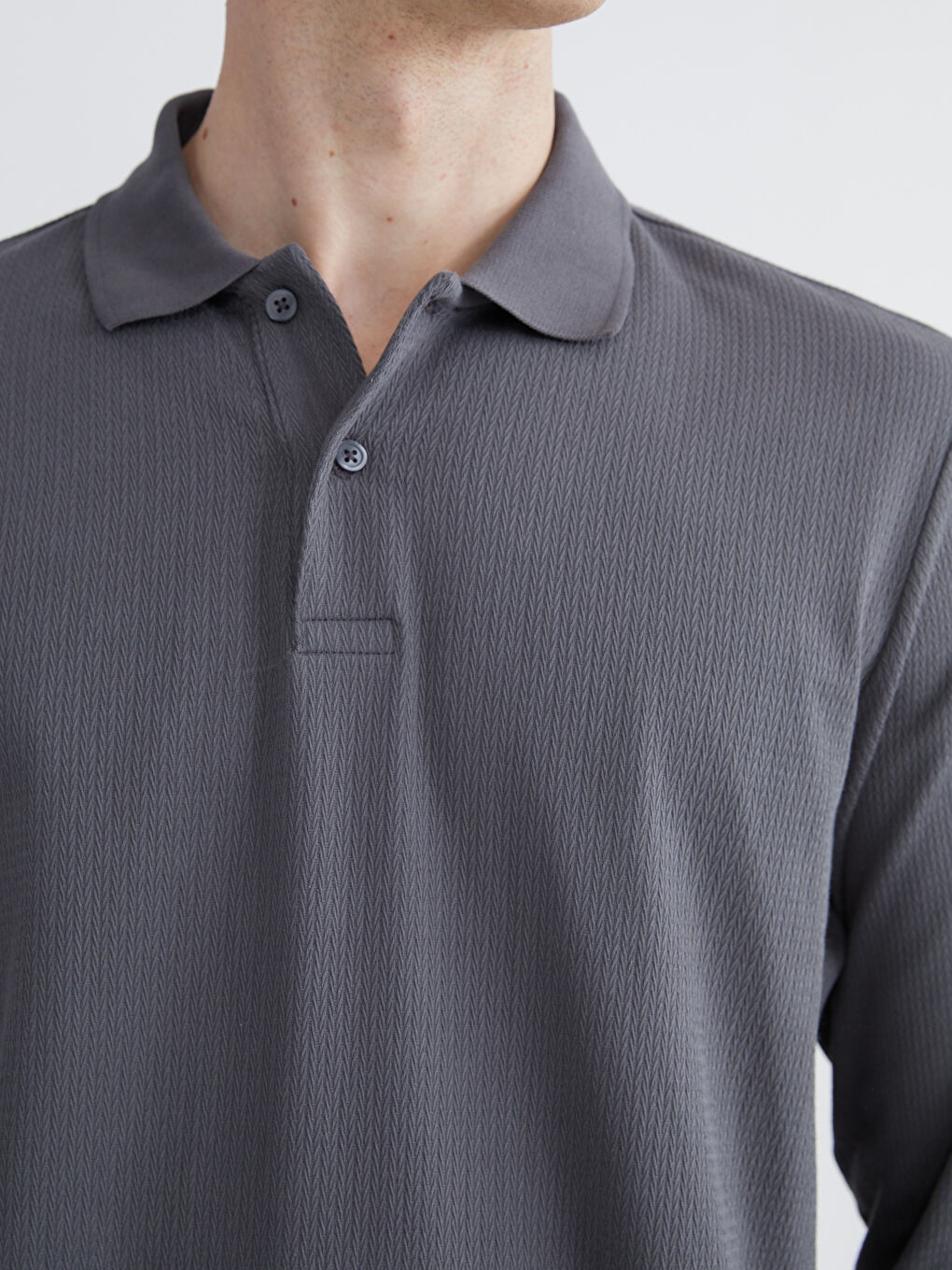 Antrasit Polo Yaka Erkek Sweatshirt-2