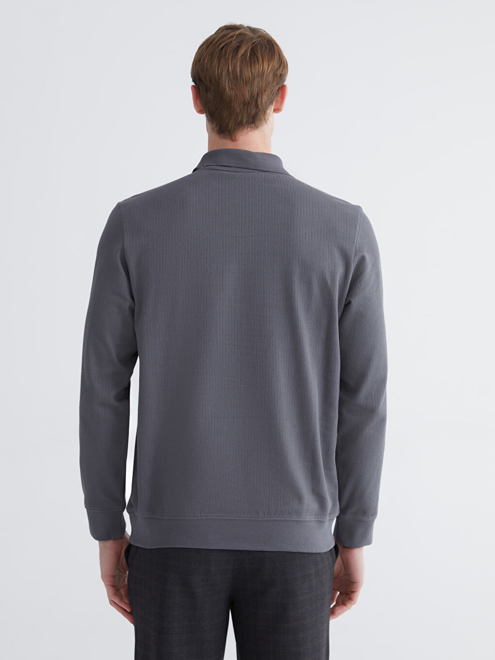 Antrasit Polo Yaka Erkek Sweatshirt-3