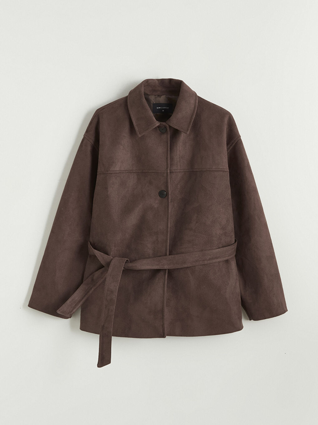 Kahverengi Kadın Süet Görünümlü Gömlek Ceket-4