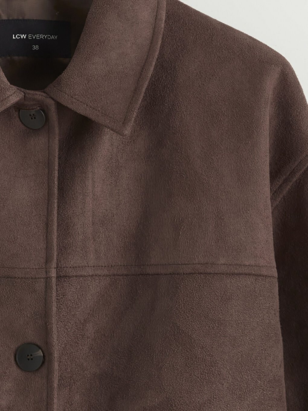 Kahverengi Kadın Süet Görünümlü Gömlek Ceket-5