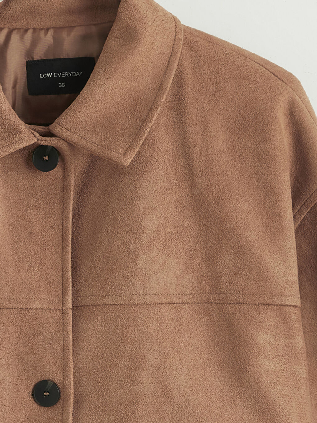 Bej Kadın Süet Görünümlü Gömlek Ceket-5