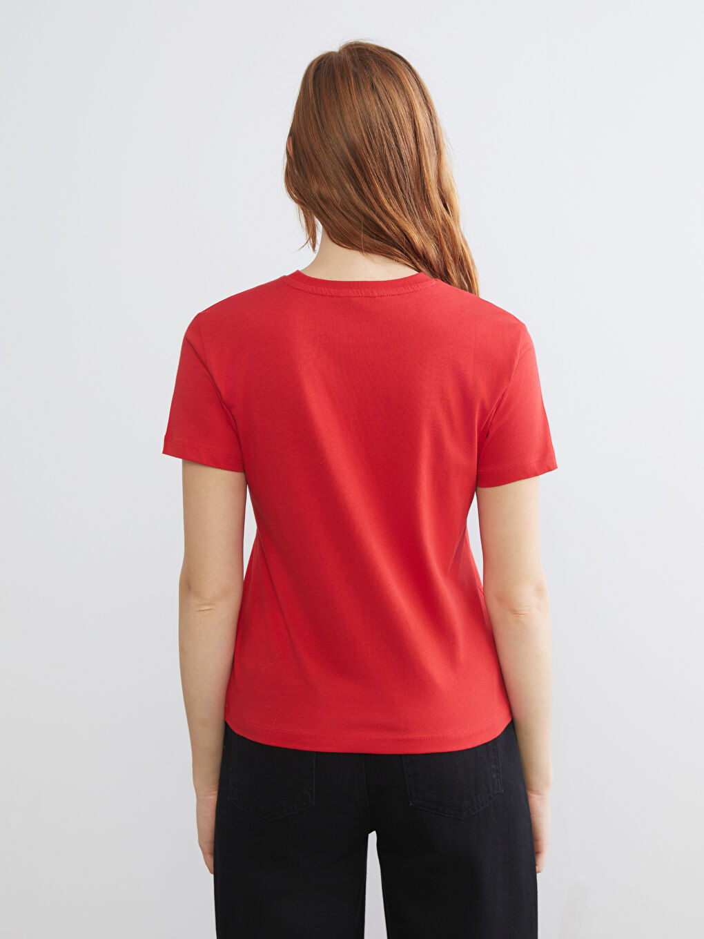 Kırmızı Bisiklet Yaka Atatürk Temalı Kadın Tişört-3