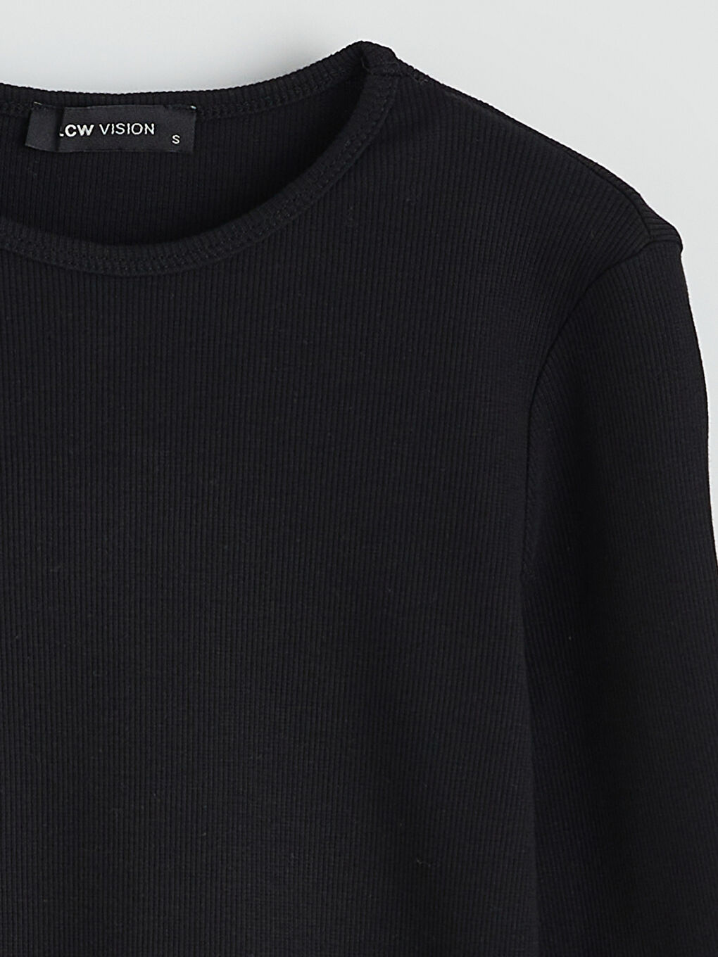 Siyah Bisiklet Yaka Fitilli Kadın Body-1