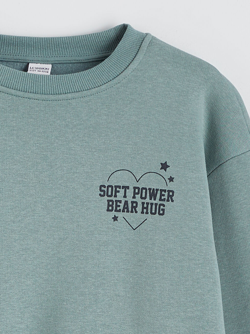 Yeşil Baskılı Kız Çocuk Kalın Sweatshirt-2