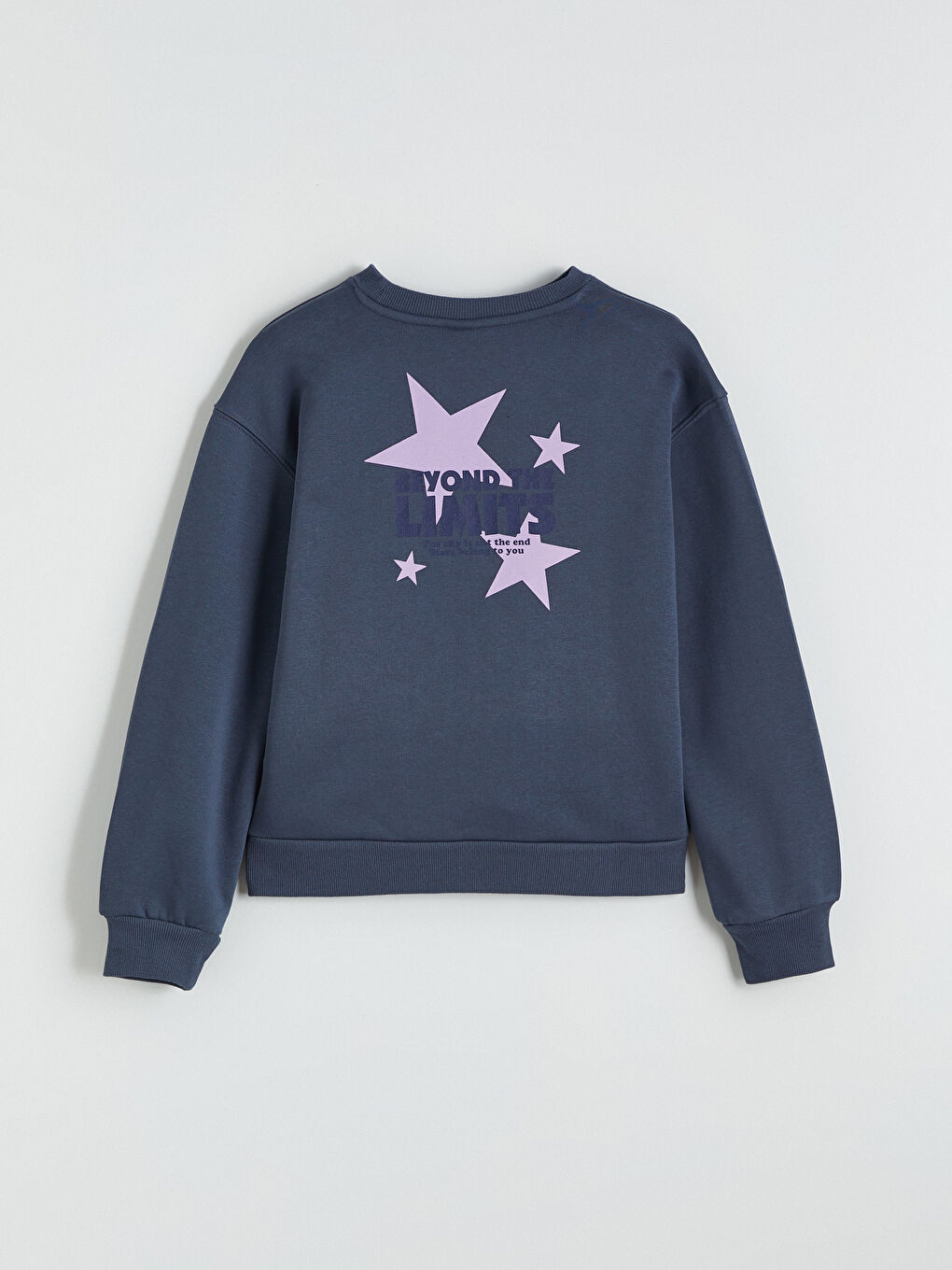 Antrasit Bisiklet Yaka Baskılı Kız Çocuk Kalın Sweatshirt-7