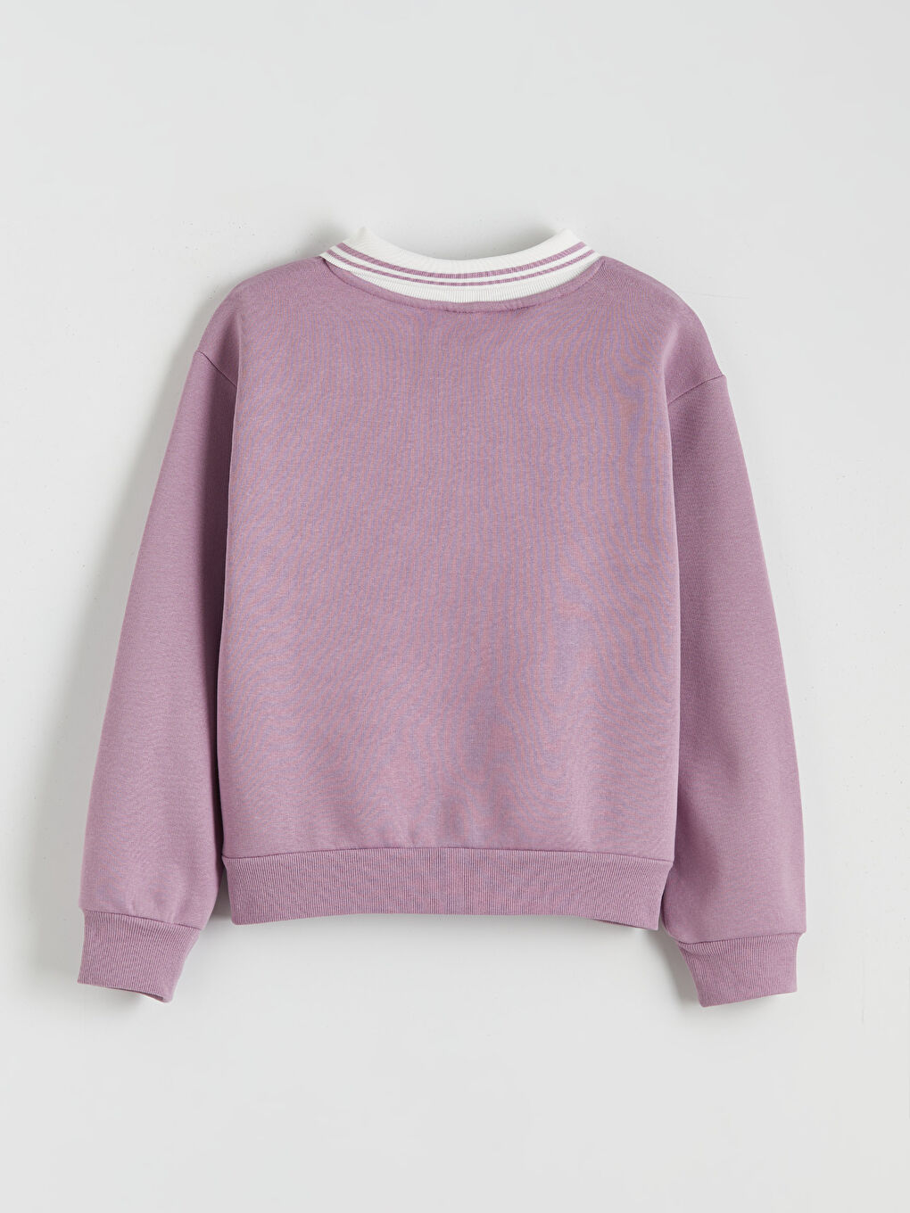 Lila Polo Yaka Kız Çocuk Kalın Sweatshirt-1