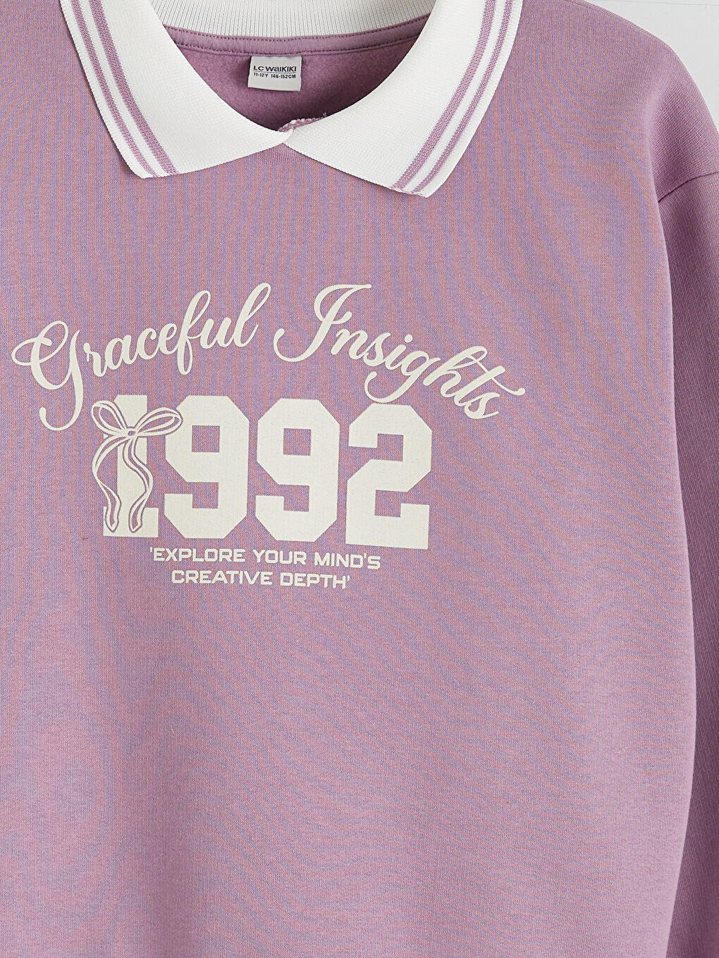 Lila Polo Yaka Kız Çocuk Kalın Sweatshirt-2