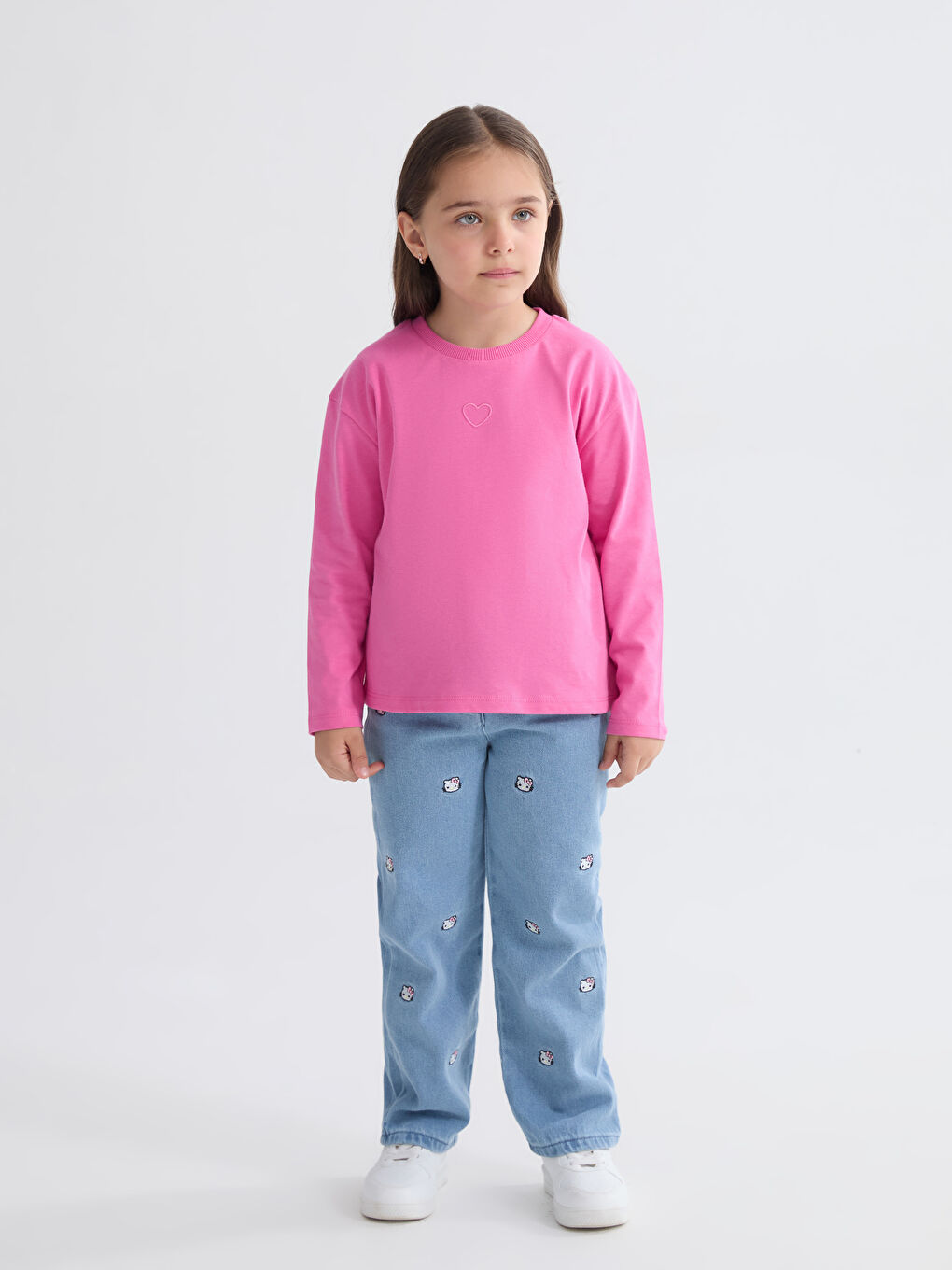 Crew Neck Girls' T-Shirt-1