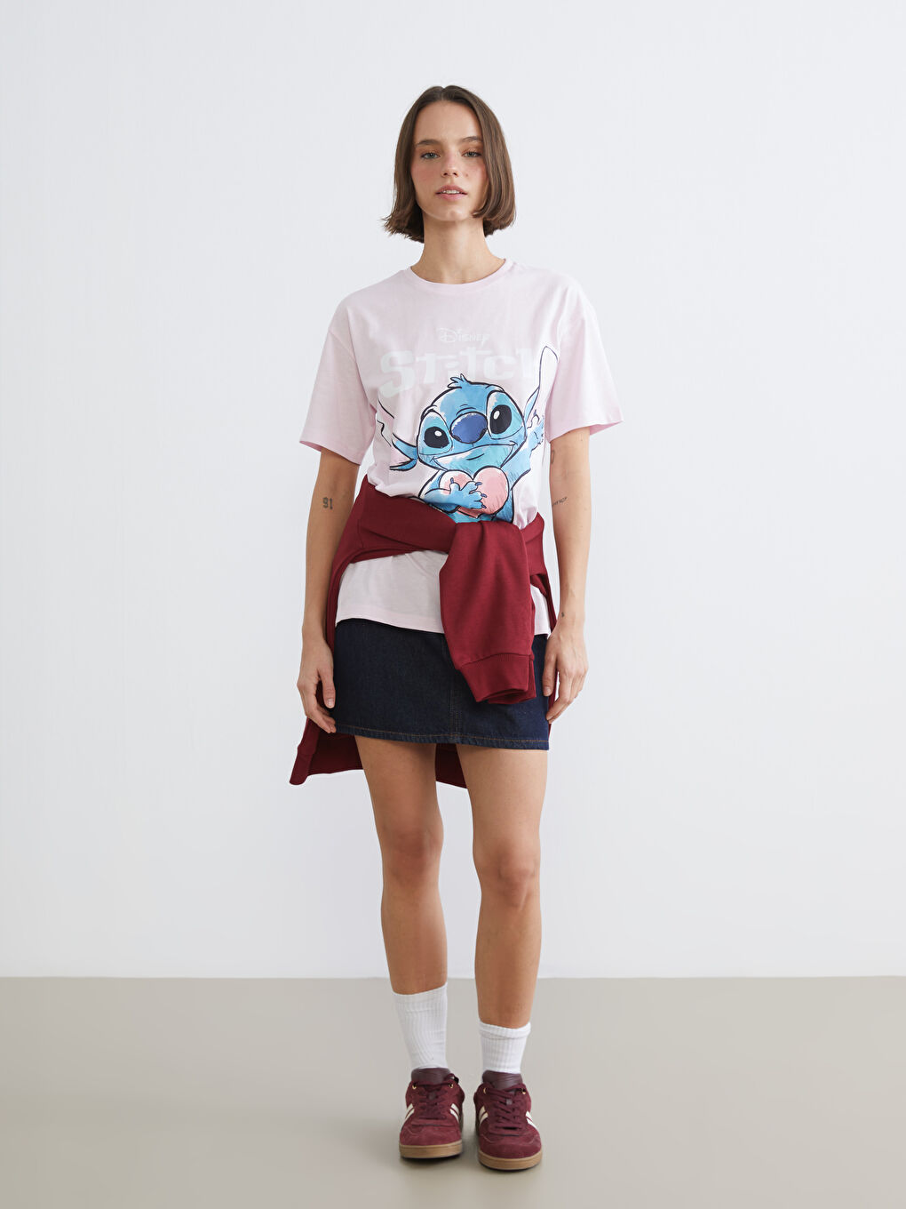 მრგვალი საყელო Stitch ნაბეჭდი მაისური ქალებისთვის-1