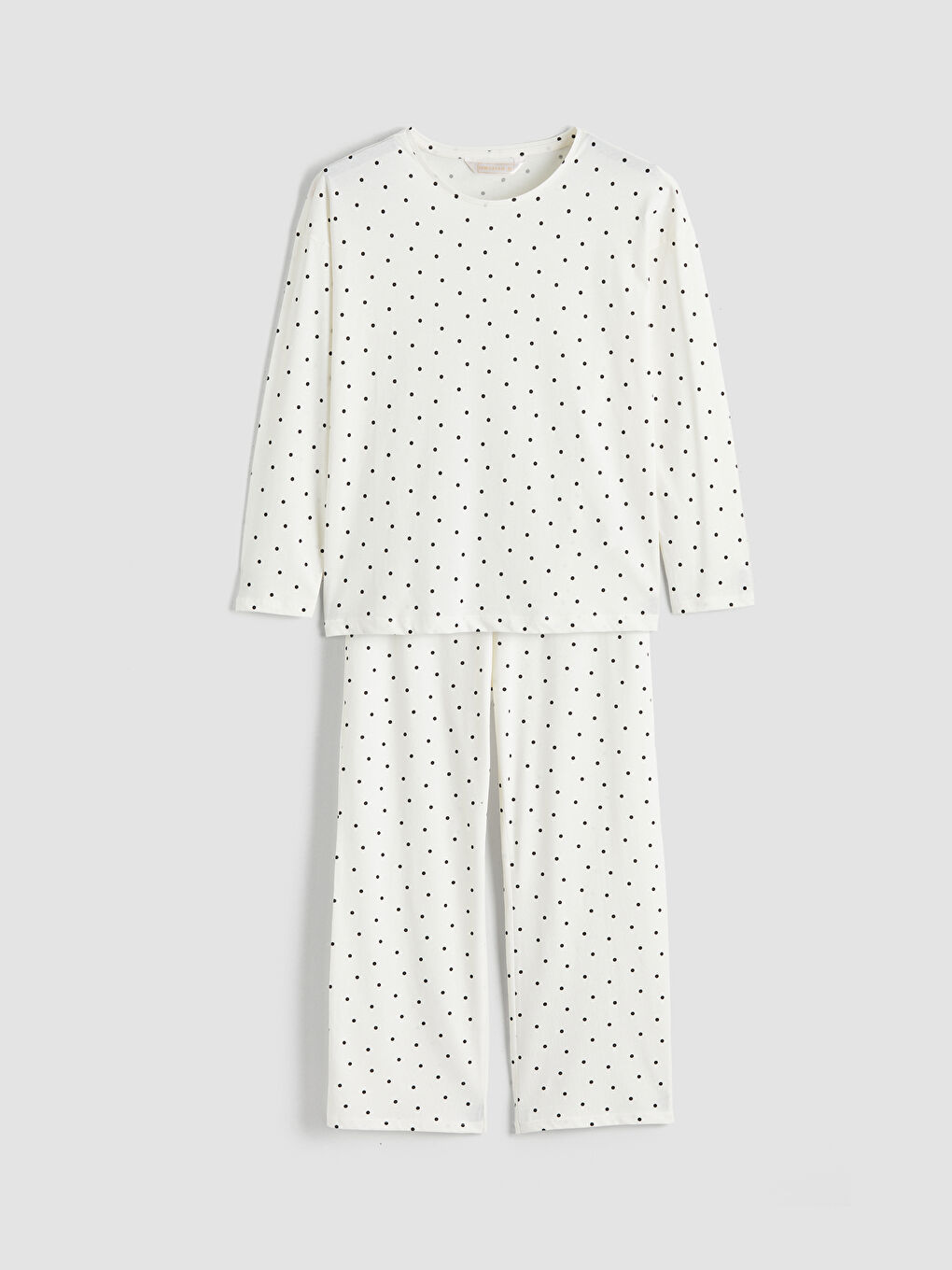 Crew Neck Polka Dot Long Sleeve Women's Pyjamas Set-4