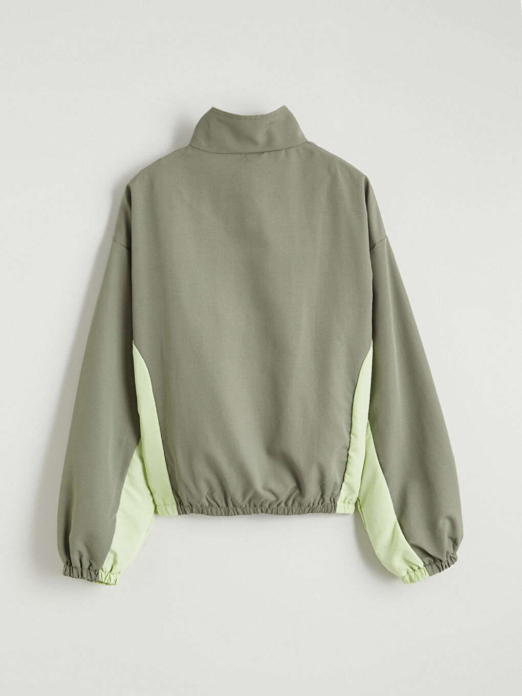 Haki Dik Yaka Kız Çocuk Mont-3