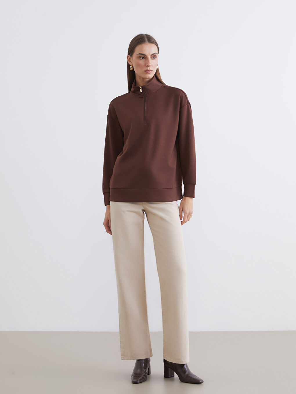 Funnel Neck Women's Sweatshirt-1