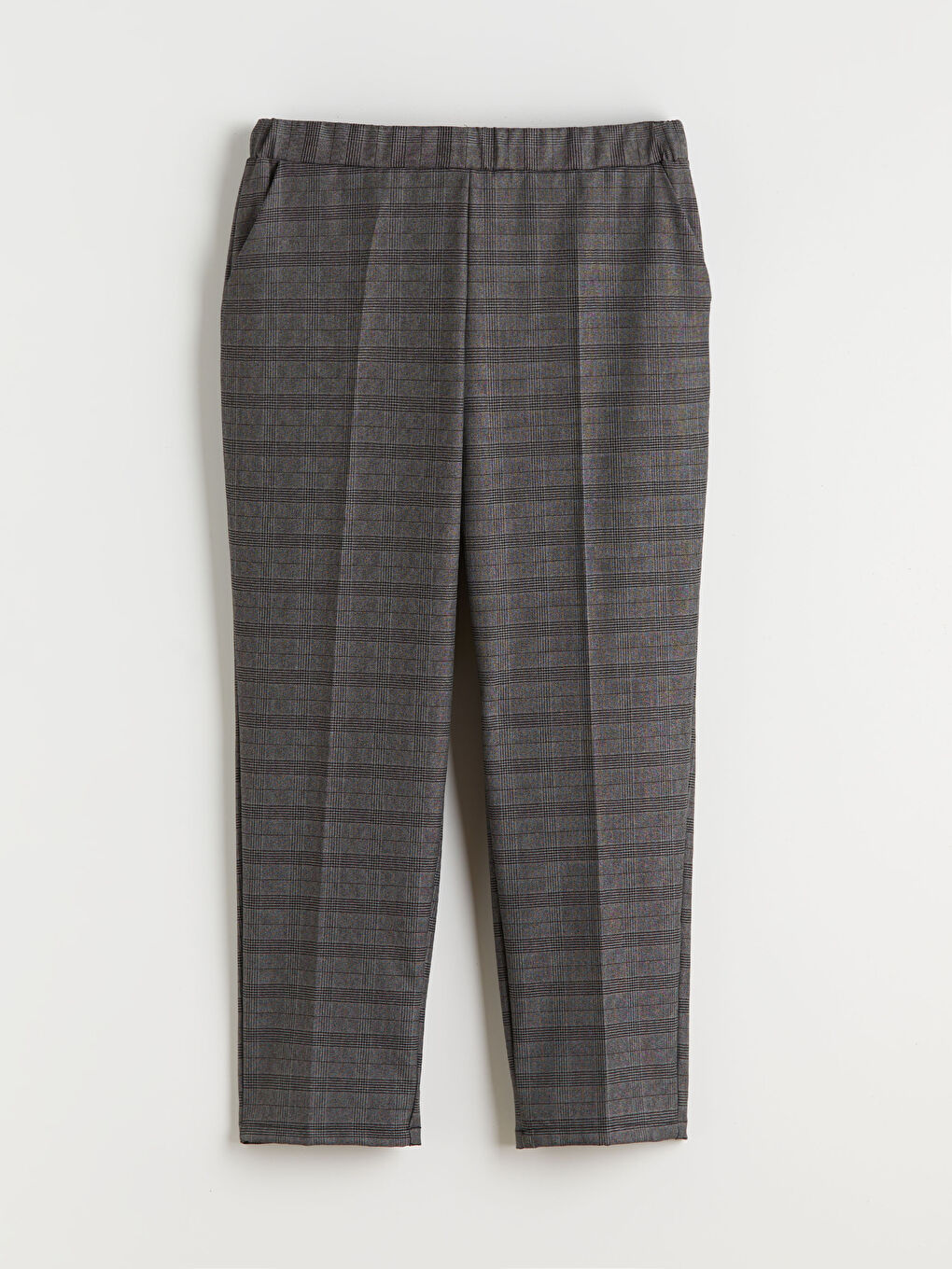 Elasticated Waist Plaid Women's Trousers-4